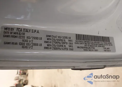 2018 Ram Promaster City Tradesman z USA, uszkodzony, nr VIN ZFBERFAB4J6L27551